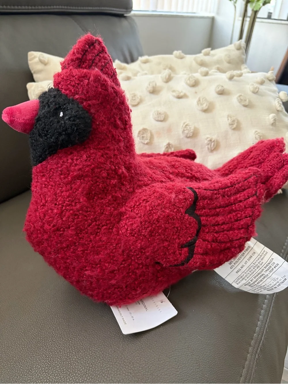 Pottery Barn Red Textured Cardinal Accent Pillow